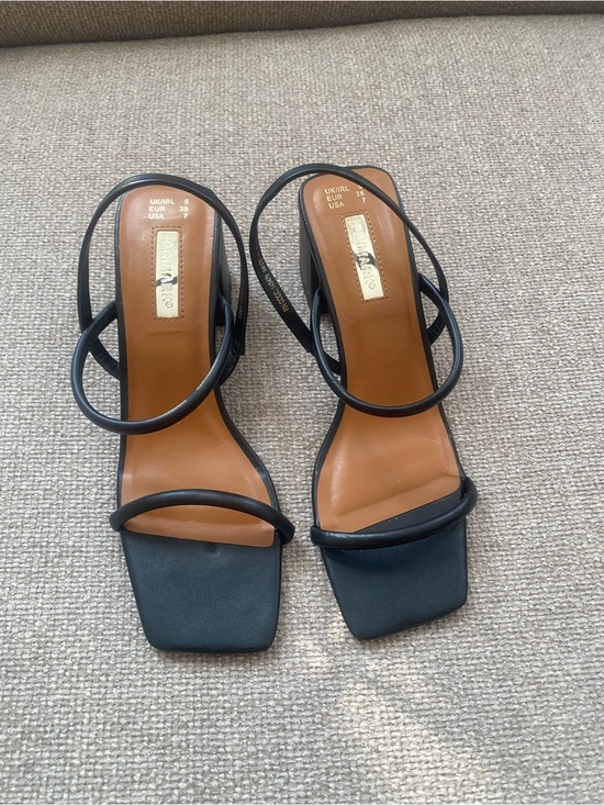 Primark Shoes - Primark Black Square-Toe Strappy Heeled Sandals